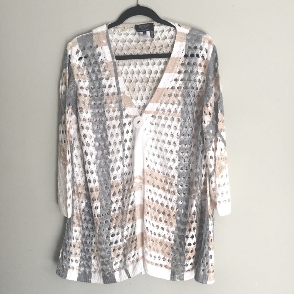 Angel Apparel Open Stitch V-Neck One Button Cardiagn, XL